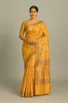 Golden-Orange Gorod Silk Saree with Traditional Zari Weaving