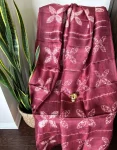 Maroon Shibori Hand-Dyed Linen Saree