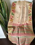 Traditional Cream Gorod Saree with Multicolor Thread Work