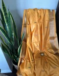 Golden-Orange Gorod Silk Saree with Traditional Zari Weaving