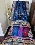 Premium Navy Blue revival Baluchari With multicolor pallu